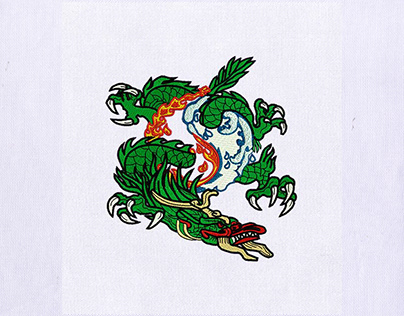 FIRE AND WATER DRAGON EMBROIDERY DESIGN