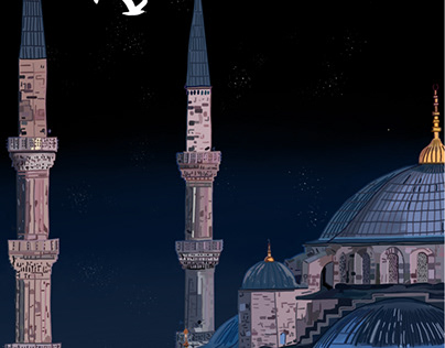 Digital Illustration of Blue Mosque Turkey Istanbul