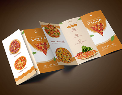 Minimal concept of trifold brochure on pizza menu