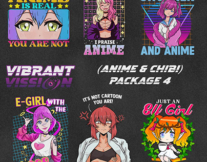 Anime Girl & Kawaii Chibi Girl Shirt Designs Package 4