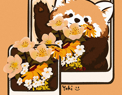 Red panda & Blossoms