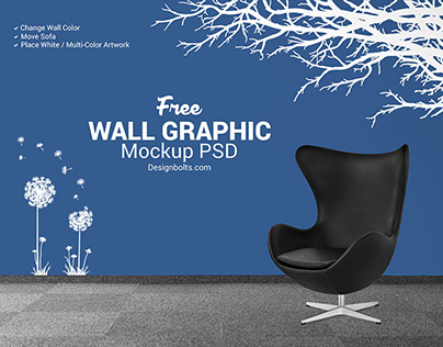 Free Wall Decal Sticker Mockup PSD