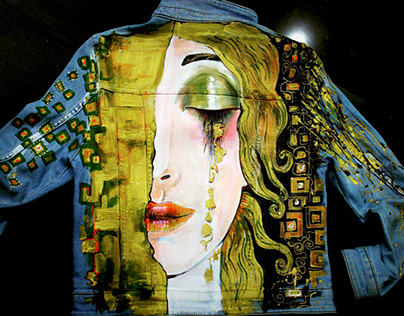 Klimt “Golden tears”. replication. Denim.