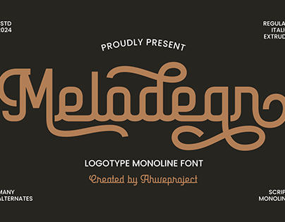 Melodean - Logotype Monoline Font