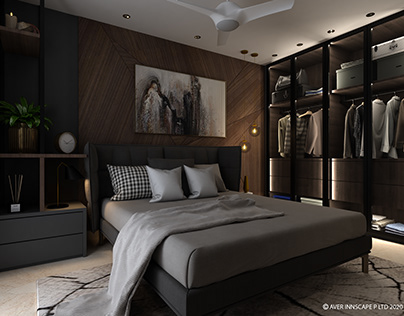 Cozy Bedroom with black and grey combination