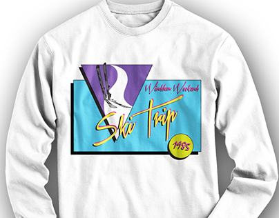 '80s themed Ski Trip tee shirt