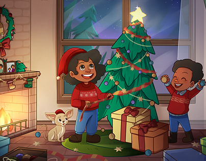Christmas with my brother children book illustration