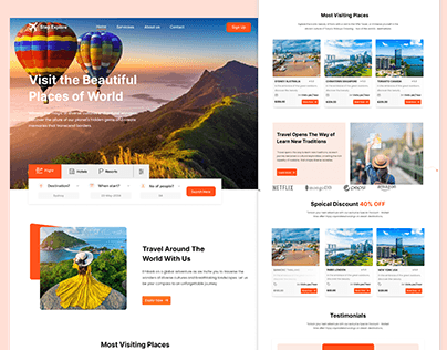 Travel Service Website Landing Page UI UX Design
