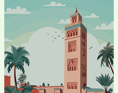 Morocco travel poster vector art