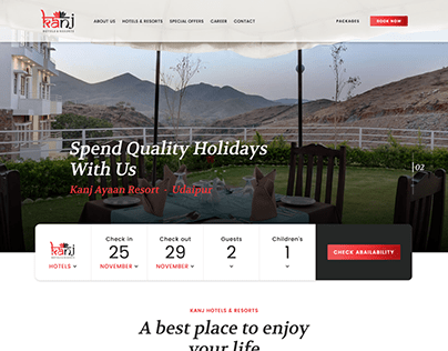Kanj Hotel UI UX, Website Design & Development