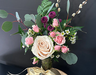 Spring Floral Bouquet with Roses & Pussy Willows