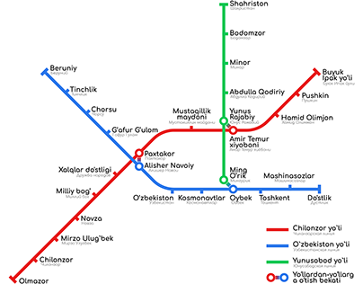 Схема линий метрополитена Ташкента 1.0