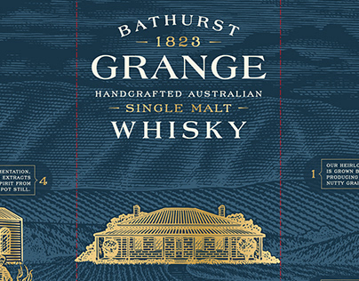 Bathurst Grange Distillery Labels by Steven Noble