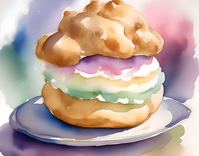 National Cream Puff Day F - January 2 - Watercolor