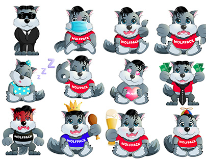 Wolf sticker pack, emoji set