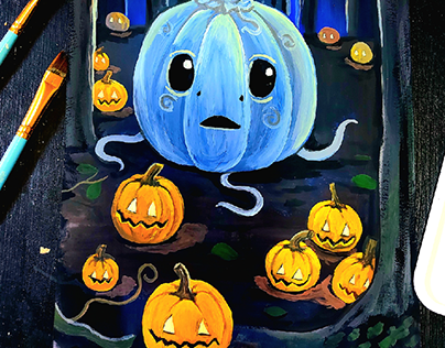 Project thumbnail - Ghost Pumkin and Friends Children's Book illustration