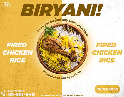 Fired Chicken with Rice | Biryani Food | Poster Design