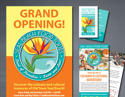 Seal Beach Food Tours logo, identity, and materials