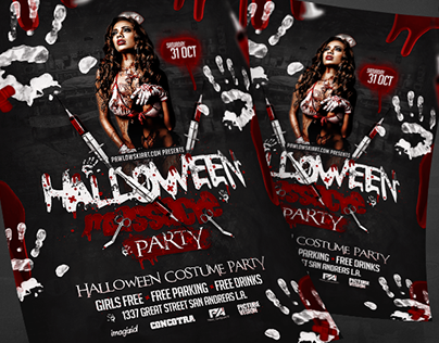 Halloween Massacre Party Flyer PSD Template