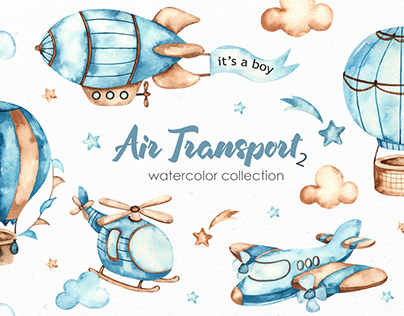 Air transport 2. Watercolor