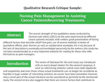 sample nursing research critique paper