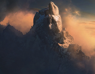 Mountain peak at sunset - Epic