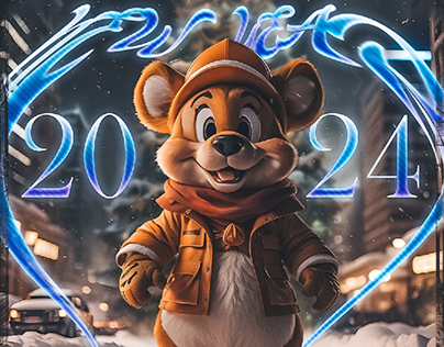 Poster new year bear