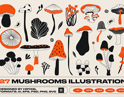 27 Mushrooms Illustration