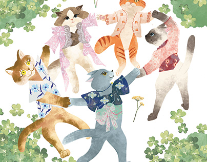 Cat Club Illustration - Remake matisse
