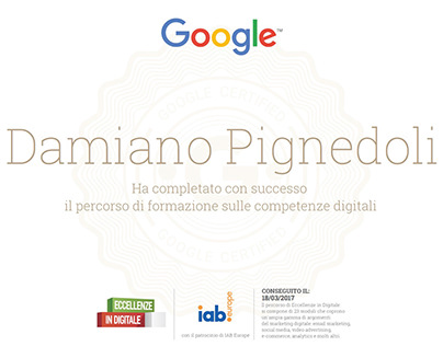 Digital Marketing | Attestati @ Damiano Pignedoli