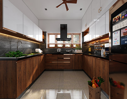 Wooden White kitchen