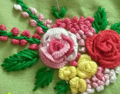 Handmade embroidered glace cotton kurti