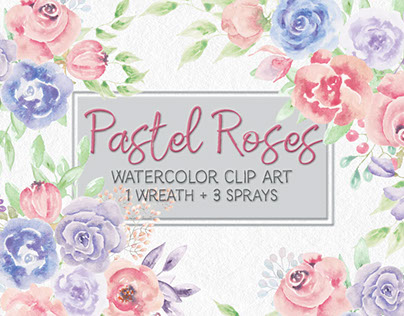 Pastel roses: watercolor mini bundle