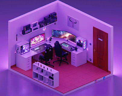 3D Isometric Gaming Room