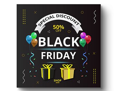 Black Friday sale banner with black background