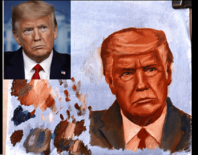Donald Trump - 2 1/2 hr monochromatic freehand painting