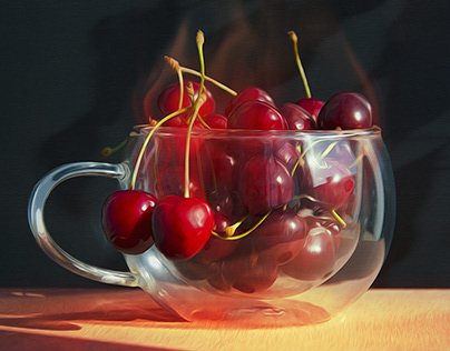 Hot red cherry surreal history.
