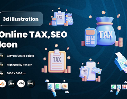 Online TAX 3d Illustration Icon Pack