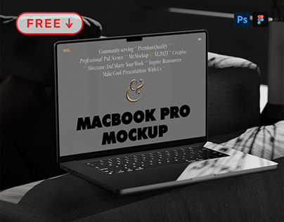 Free MacBook Pro on Settee Mockup