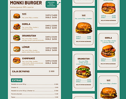 Menu digital - Monki Burger