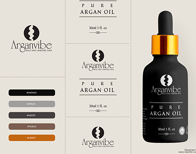 Argan oil minimal bottle label packaging design