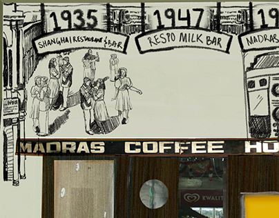 Wall mural sketches for Madras Coffee House, CP