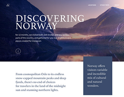 Top10 Insta places of Norway, Landing page