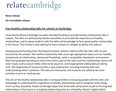 Press release - Relate Cambridge
