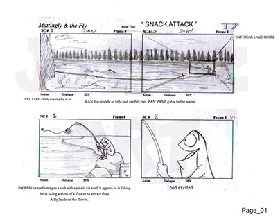 MATTINGLY & THE FLY " Snack Attack " Episode Storyboard