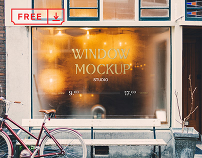 Free Sign on Window Mockup