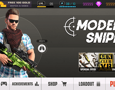 Modern Sniper Simulation Game UI
