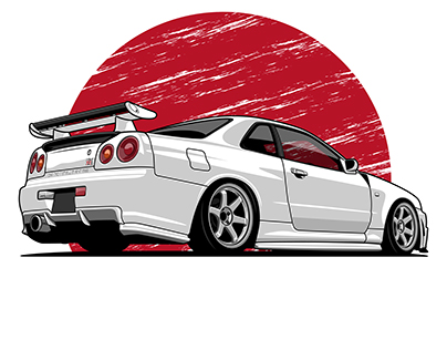 Nissan Skyline R34 vector art