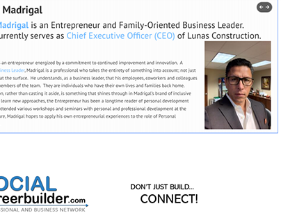 Norberto Madrigal Career - CEO at Lunas Construction