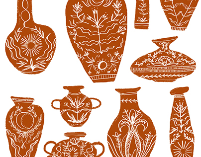 Decorative pots illustration